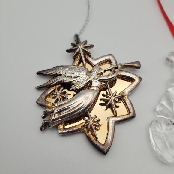 Set of 3 Christmas Ornaments Lunt USA Angels & Gorham Crystal Teddy Bear - Picture 2 of 9